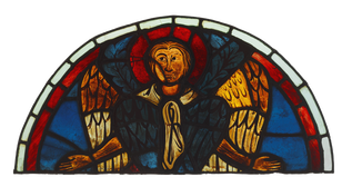 Stained glass window of an angel